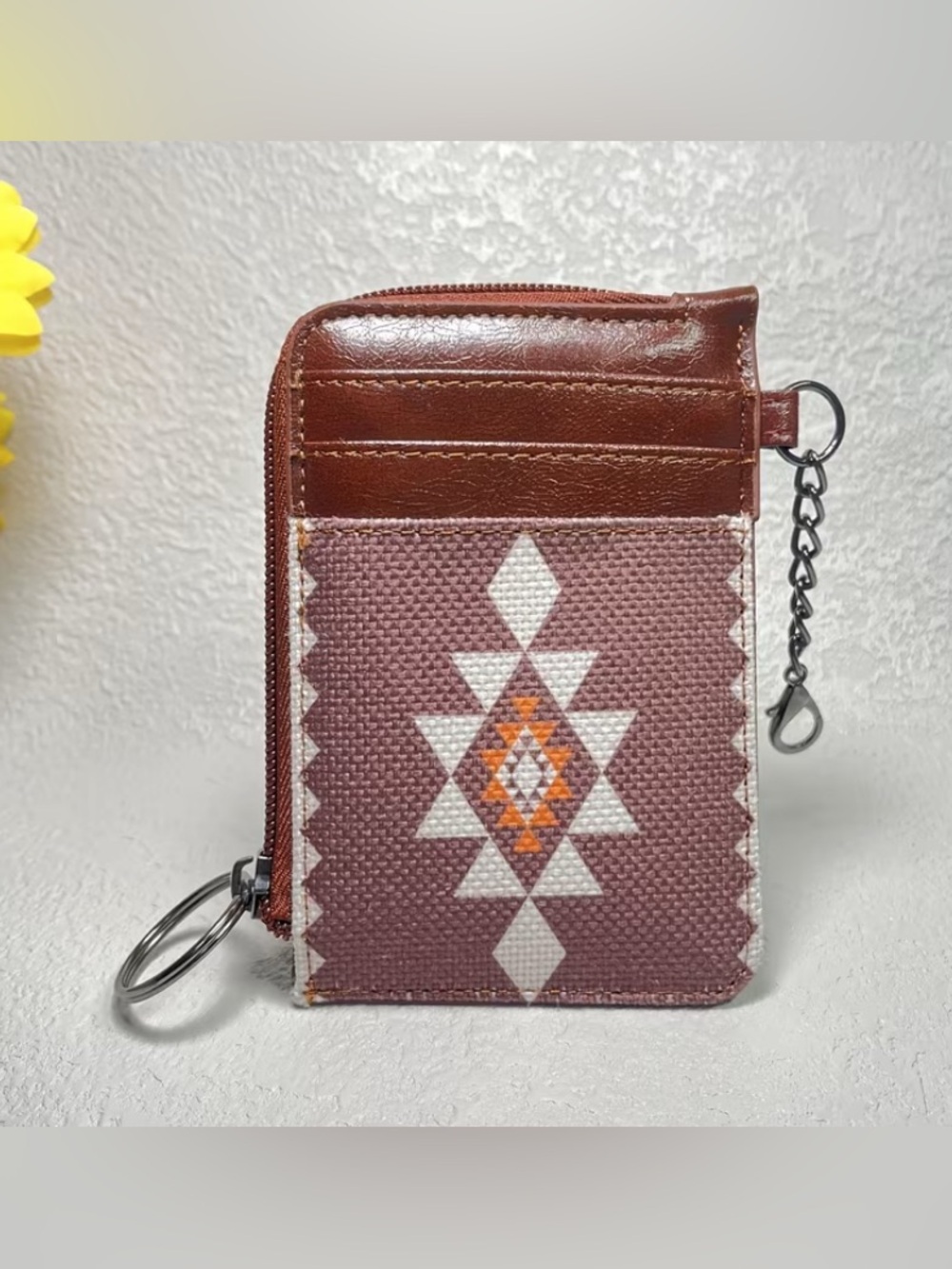 AZTEC Brown Keychain Card Holder